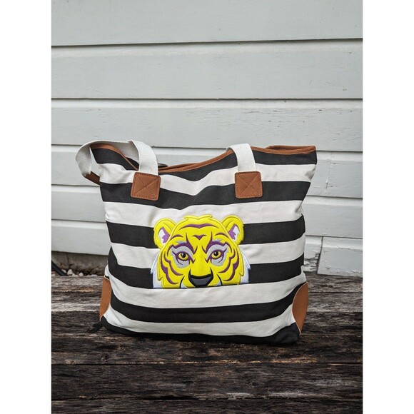LSU tigers tote bag/ beach bag/ anything bag applique embroidered brand new - Picture 1 of 4